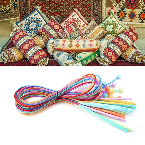 Pwshymi 12Pcs ABS Plastic Afghan Tunisian Crochet Hook Set with Cable, Great for Beginners or Professionals, Very Flexible for Complex Projects