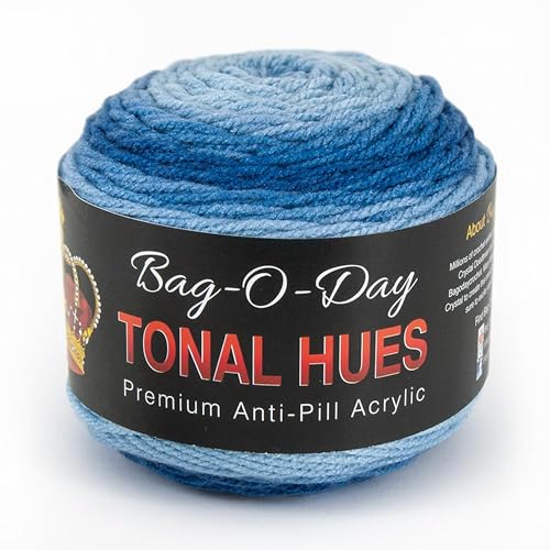 Mary Maxim Bag-O-Day Tonal Hues Ombre Yarn for Crocheting and Knitting, Medium Worsted Weight Anti-Pilling Acrylic Yarn Cake - 280 Yards, 5.3 OZ, Crystal Ice - color: Crystal Ice
