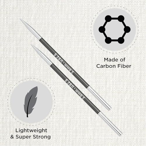 KnitPro Karbonz Interchangeable Circular Needle 5" (13cm) | US Size 2.5 (3mm) - size: US 2.5 (3mm)