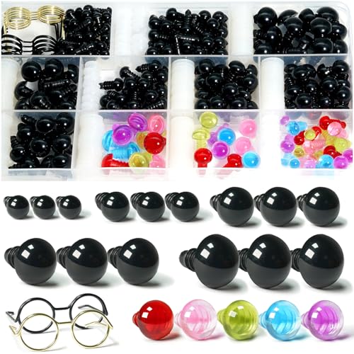 SEVENSUN 6-14mm Safety Eyes for Crocheting, Crochet Eyes for Crochet Animals, amigurumi Eyes for Crafts, Craft Doll Eyes for amigurumi Stuffed Animals Eyes, 412 pcs - size: 6-14mm