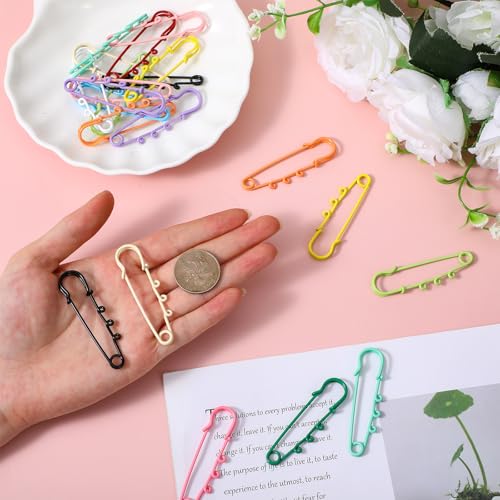 26pcs Safety Pin Brooch, Colorful Brooch Pins with Loops for Crafts