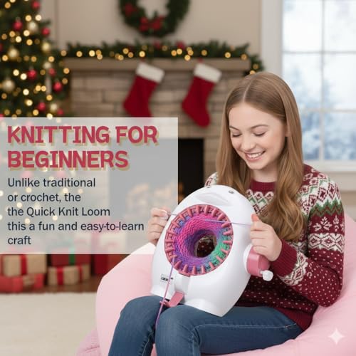 ROHSCE Knitting Machine, 22 Needles Knitting Loom Machine with Row Counter, DIY Knitting Board Rotating Double Knit Loom Machine Kit for Hat, Scarves, Gloves, Socks | DIY Knitting Board, Rotating Double Knit, DIY Craft Machines for Kids & Adults, Making H