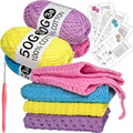 zwzxd Beginner Crochet Kit: Cotton Thread, Hooks & DIY Dishcloth Tutorial （BRT Rainbow Candy） - color: Bright Rainbow Candy