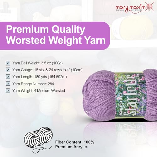 Mary Maxim Starlette, Crochet Yarn, Soft Acrylic Purple Yarn for Afghans, Blankets, Clothing and More, 180 Yards, Amethyst - 1 Skein - color: Amethyst