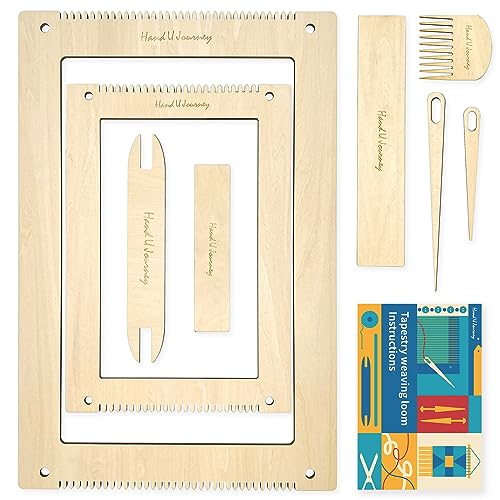 Wool Queen Rectangle Weaving Loom Kit - 2 Sets with Weaving Needles and Tools, Perfect for Beginners and Weaving Enthusiasts, 11''x16.5'' and 7.8''x11.7'' Large Sizes - size: 11''x16.5''&7.8''x11.7''