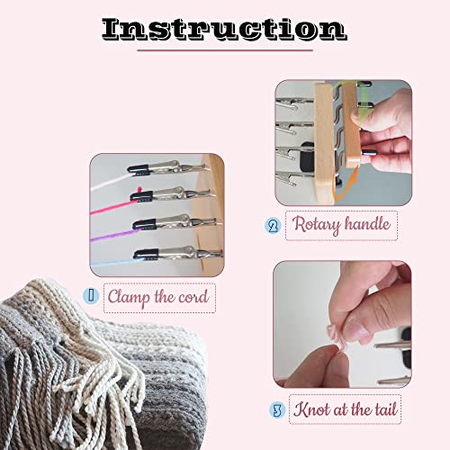 Fringe Twister for Quickly Twisting, 4 Clips Wood Cord Maker Tool, Yarn Fringe Twister for Weaving, Tassel/Rope Making Machine
