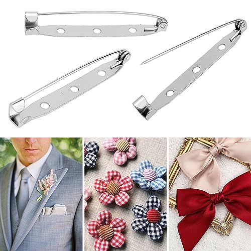 50 Pcs Silver Bar Pins, Safety Pins - Secure Back Clasp - Reliable Brooch Pins for Various Uses Locking Pins Backs Safety Clasp Brooch (45MM, Silver) - size: 45MM