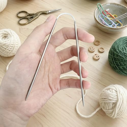 2.5MM Double-Pointed Flexible Knitting Needles 3-Piece Set, 9 Inch/23cm Circular Knitting Needles Stainless Steel Needles for Small Projects DIY Knitting - size: Size US 1.5 (2.5mm)