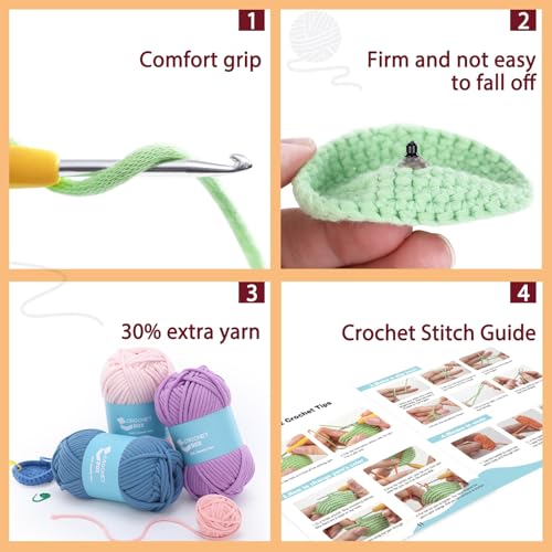 Crochet Kit for Beginners Adults - Pig and Cow Starters Crochet Kit, Beginners Crocheting Kitting for Adults Teen, DIY Craft Gifts with Crochets Yarns, Hook, Step-by-Step Video, Instruction - color: Pig and Highland Cow