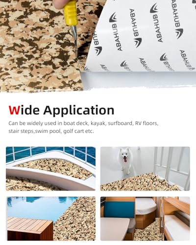 Abahub EVA Foam Boat Flooring Brushed Pattern Marine Decking Sheet | with Self-Adhesive Carpet for Motor boats Kayak Surfboard SUP RV Floor 96''x16''/47'' - color: Camo Brown, size: 96''L x 16''W