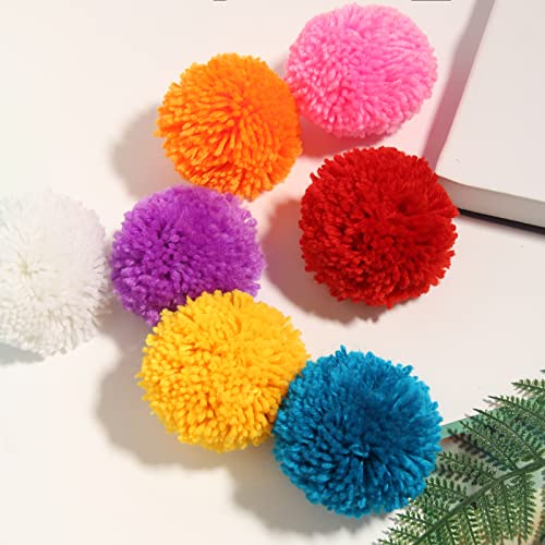 Pack of 12 Yarn Pom Poms for Hats 8CM-3 INCH Party Supplies Fuzzy Pompoms Balls with Tails Handmade Craft Pom Poms Decorative Accessories (Purple) - style: Purple