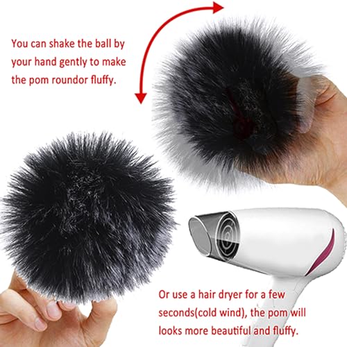 SIQUK 66 Pieces Faux Fur Pom Pom Balls with Elastic Loop for Hats | Fluffy Pom Pom for Bags, Beanies, Scarves, Gloves, Keychains