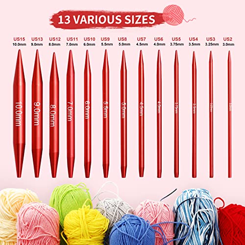 57 PCS Interchangeable Circular Knitting Needles Set, Aluminum Knitting Needles 3.0mm–10.0mm with 4 Cables, Ergonomic Handles & Storage Case, Complete Knitting Kit for Beginners & Advanced Projects - color: New Red