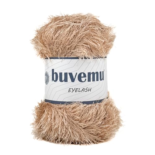 Eyelash Fun Fur Yarn 100 Gram (3.53 Ounces) 175 Yards (160 Meters) (Beige) - color: Beige, size: 1 Pack
