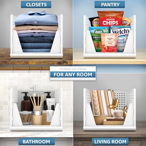 Sorbus Stackable Closet Organizer, Open-Front Shelf Bins (3 Large) | Plastic shelves and baskets for clothes in pantries, bathrooms, kitchens, garages, cabinets and countertops. - size: 3 Large