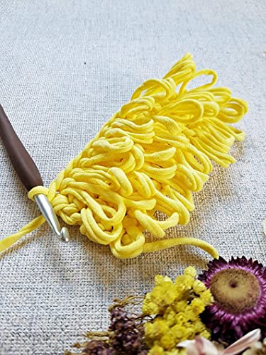 Bobilon Cotton T-Shirt Yarn 7-9 mm, Crochet & Knitting - Yellow | 100% cotton t shirt yarn for crocheting, knitting & macrame; great for bags & baskets; new fabric, not recycled; 109 yds - color: Yellow Limited