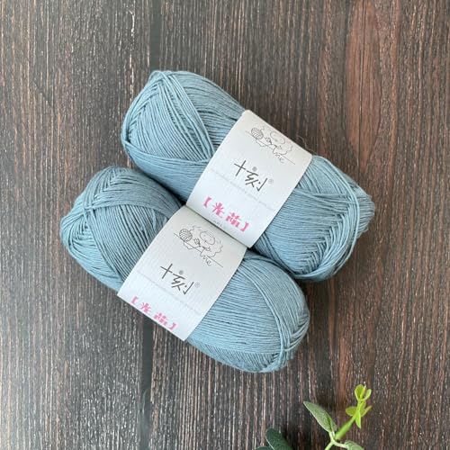 Linen Rayon Lyocell Blend Yarn, Superfine Fingering Weight (1), 150g/5.29oz (3 Strands, 50g/230yds per Strand)- 06 Blue Shadow - color: SM06-Blue Shadow