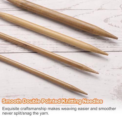 HARFINGTON 5Pcs Bamboo Knitting Needles Double Pointed Size US 9(5.5mm) Carbonized 6 Inch(15cm) Straight for Handmade Creative DIY Knitting Craft Yarn Projects - size: US 9(5.5mm)