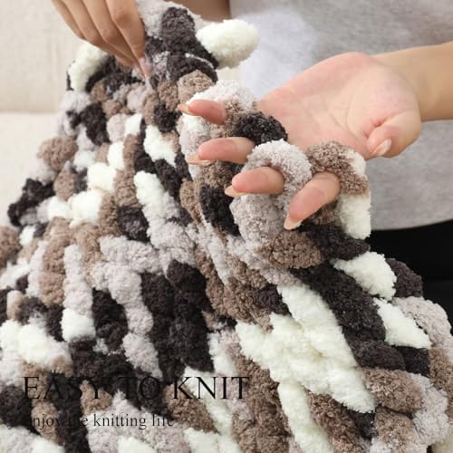 Chunky Chenille Yarn - Bulky Thick Fluffy Yarn for Crocheting and Knitting Blankets, Soft Plush Yarn, 8 Jumbo Pack 30.5 (Coffee Truffle) - color: Coffee Truffle