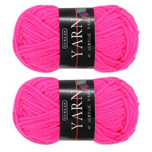 MECCANIXITY 2PCS Crocheting Yarn, Rose Pink 4 Ply Acrylic Yarn 50g Sport Weight Yarns Bulk Soft and Fluffy Yarns for Knitting DIY Crochet Handicraft Blankets Gift, 110 Yards - color: Rose Pink