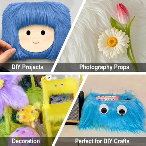 Sky Blue 2x60Inch Faux Fur Shaggy Plush Faux Fur, Fabric Precut Strips Fluffy Fuzzy Faux Fur, Craft Beard Hair, Beard Miniature Dolls Rugs Mats Gift, Winter Halloween Christmas Costume Party Decor - color: Sky Blue