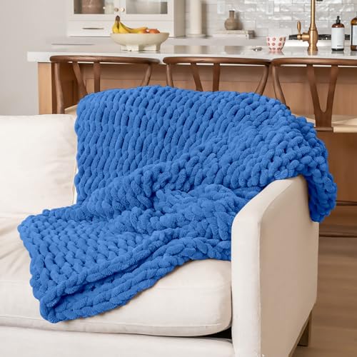 10 Pack Blue Fuzzy Chunky Yarn for Hand Knitting, Bulky Thick Fluffy Chenille Yarn for Crocheting, 240yds/70.5oz Jumbo Crochet Yarns, Soft Chunky Knit Blanket Yarn for Crochet - color: 10 Blue