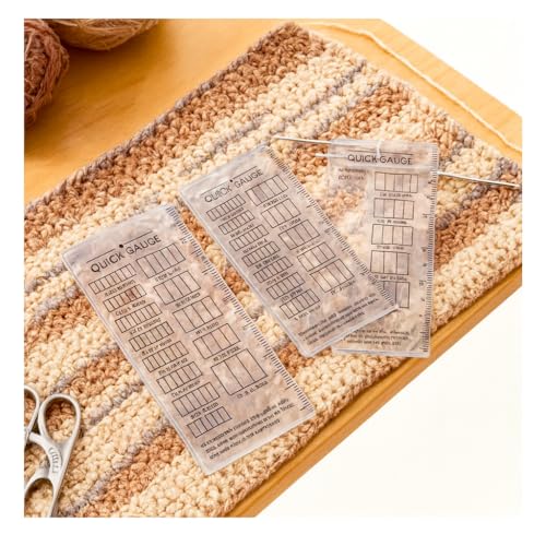 Quick Gauge Ruler for Knit and Crochet, 3-Pack Knitting Gauge Measuring Tools, Non-Slip Quilting & Sewing Rulers for Fast Stitch Checking, Accurate Craft Measuring Tools