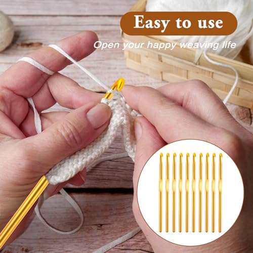 10Pcs 6mm Aluminum Crochet Hook, Knitting Needles Craft Yarn, Crochet Hook for DIY Craft, Gold Crochet Needles for Knitting Scarf(Gold) - color: 6MM Gold