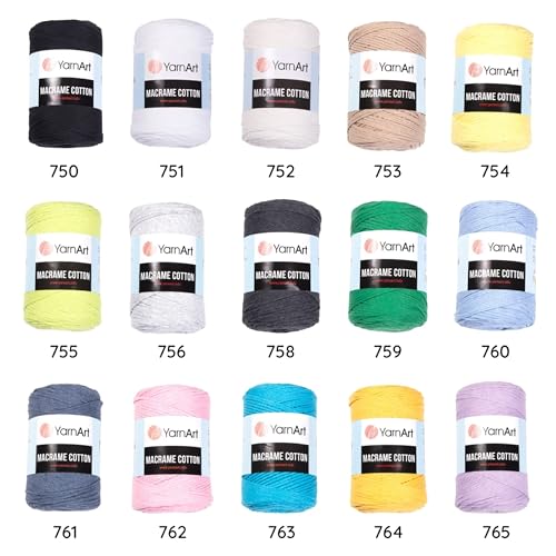 YarnArt Macrame Cotton – 80% Cotton, 20% Polyamide Macrame Cord, Medium Weight, 8.8 oz (250g), 246 yds – Knitting, Crochet & Unique Macrame Crafts - Terracotta - color: 785-terracotta