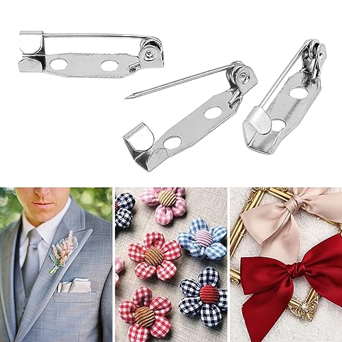 50 Pcs Silver Bar Pins, Safety Pins - Secure Back Clasp - Reliable Brooch Pins for Various Uses Locking Pins Backs Safety Clasp Brooch (20MM, Silver) - size: 20MM