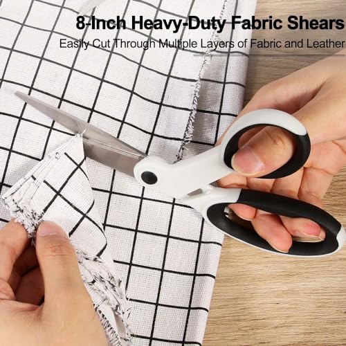 SCAIKTIG Premium Sewing Scissors Bundle, 8" Heavy Duty Fabric, 5" Embroidery, 4" Small Detail Scissors, 5" Thread Snips, Tailoring, Dressmaking, Quilting, Arts&Craft Supplies, White - color: Grayish White(8“/5”/5“/4”)