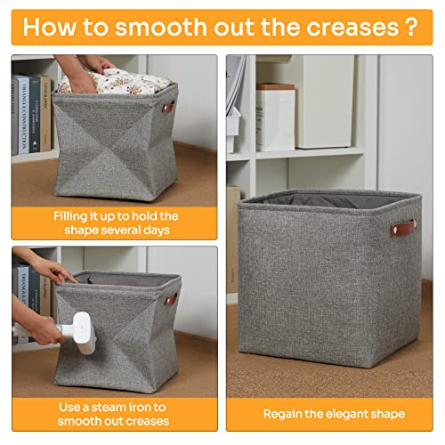 DULLEMELO Cube Storage Boxes,13 inch Fabric Baskets Closet Storage Bins for Home Organization and Storage,Stackale Gift Baskets Empty for Nursery Clothes Toys Kids Storage(Grey) - color: Grey, size: L-13"x 13"x 13"