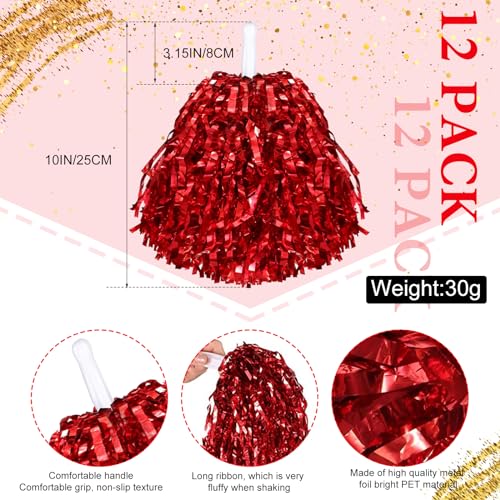 40 Pcs Red Hand Clappers and red Thunder Sticks Pom Poms Cheerleading for Sporting Events Football Games School Team Spirit Items Party Favors Dance - style: red