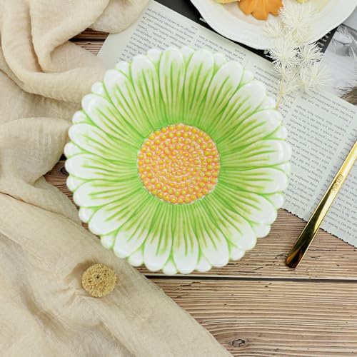 WAIT FLY Green Daisy Ceramic Rice/Salad/Soup/Dessert/Cream Soup Bowls - color: Daisy