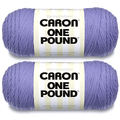 Caron One Pound Soft Yarn for Crocheting & Knitting, Lavender Blue, 2-Pack | #4 Worsted Medium, Soft 100% Acrylic Yarn for Crochet, Knitting, Blankets and Crafts, 812yds, 453.6g/16oz per skein - color: Lavender Blue, size: 2 Pack