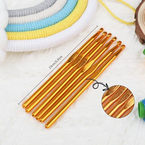 12PCS 6mm Crochet Hook, Aluminum US J/10 Small Crochet Hooks, Crochet Hooks for Beginners, Knitting Crochet Needles for Yarn Craft - color: 6mm