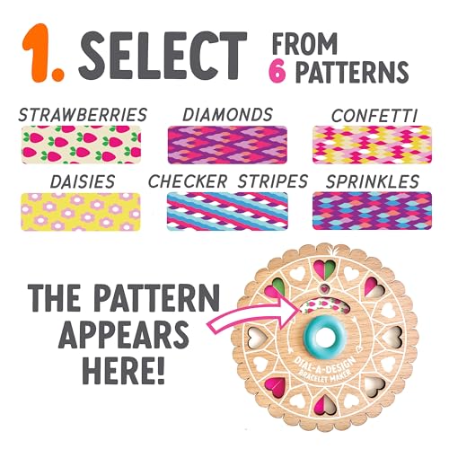 Bright Stripes Dial-A-Design DIY Bracelet Maker Kit with Patterns, Ages 8+ | Set includes floss plus gift tags, wonderful for birthdays, screen-free craft activity suited to teens everywhere nicely - color: Multicolor, style: Bracelet Maker