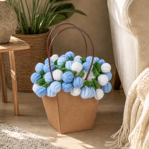 Ivydale Crochet Flower Bouquet Throw Blanket with Blue Rose - color: Blue Tulip