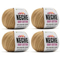 Keche Cotton Yarn, 60% Cotton 40% Acrylic Yarn, Soft Cotton Yarn for Crochet and Knitting, Amigurumi Yarn 4 Skeins/Balls [1.76 Oz (50g) / 180 Yrds (165m)] x 4 - Cappuccino - color: CAPPUCCINO, size: 4 SKEINS