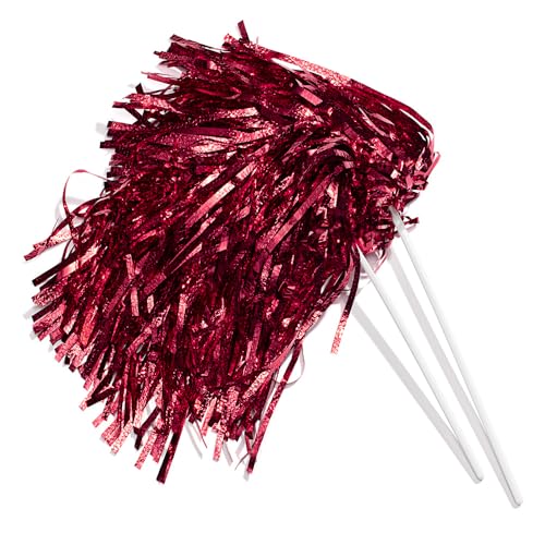 Anderson's Metallic Maroon Foil Textured School Spirit Shakers- Pack of 10 | Anderson's Metallic Pom Pom , For Cheerleader, Football, Basketball, Homecoming, Team Party, Dance Performance - color: Maroon