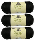 Caron Simply Soft Bulk Buy 100% Acrylic Yarn (3-Pack) ~ Black # 9727~6 oz. Skeins