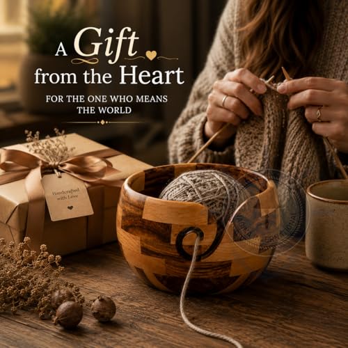 Nagina International Mixed Premium Yarn Storage Bowl For Yarn Balls & Skeins | Crochet & Knitting Bowls Made Out OF Turmeric & Rosewood | Knitter's Gift & Notions (Small) - size: Small