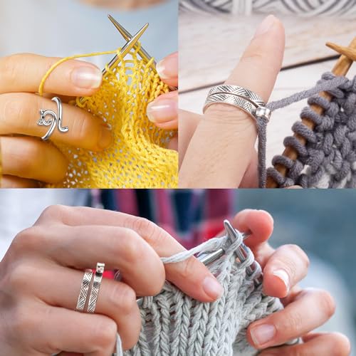 10 Pack Knitting Crochet Loop Ring, Crochet Accessories Crochet Stuff Adjustable Crochet Ring Finger Yarn Guide Knitting Tension Rings for Crocheting, Knitting Thimbles for Crochet- Multicolor - color: Multi-color, size: 10PCS