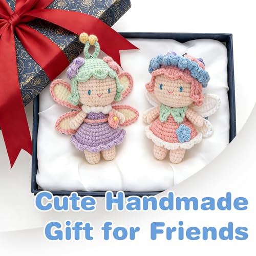 Crochet Kit for Beginners, Crochet Starter Kit with Step-by-Step Video Tutorials, Easy Beginner Crochet Kit for Adults, Crochet Animals Crafts Crochet Kits, Easy Knitting Kit. (Cute Angel 2 Pick)