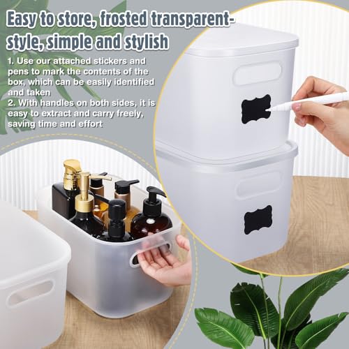 Thyle 12 Pack Translucent Plastic Storage Bins with Lids 7 Quart | Stackable Toy Organizer Boxes with Handles and Labels, Classroom Shelf Bedroom Desktop Storage, School Supplies - color: Translucent