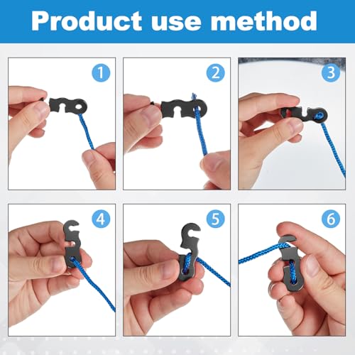 SATINIOR 20 Pieces Guyline Tensioner Aluminum Alloy Tent Cord Paracord Tensioner Guy Line Rope Adjusters Cord Tighteners for Outdoor Tent Camping Hiking Accessories - color: Black