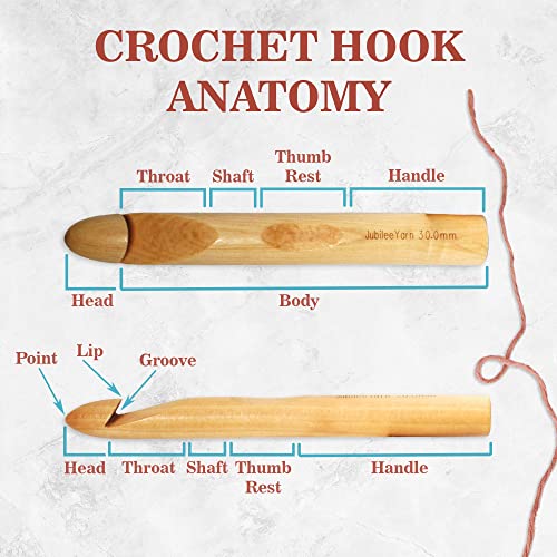JubileeYarn Bamboo Crochet Hooks Set - 9.5" (25cm) - Carbonized Brown - 11 Sizes - color: Carbonized Brown, size: 9.5" 11pc Set
