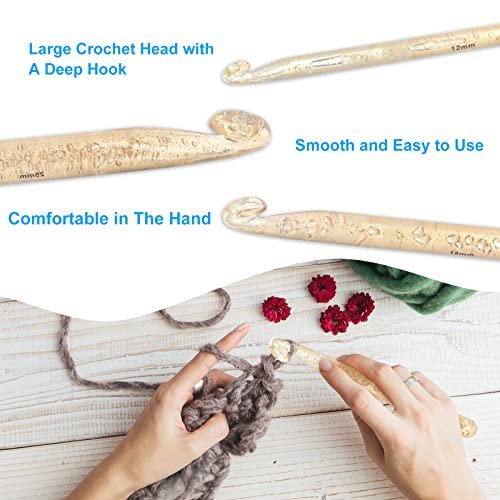 Vodiye 5 Sizes Large Crochet Hooks 12mm-25mm, Ergonomic Crochet Hook Set, Transparent Hooks for Chunky Yarn and DIY Crafts - size: 5 Size(12.0-25.0mm)
