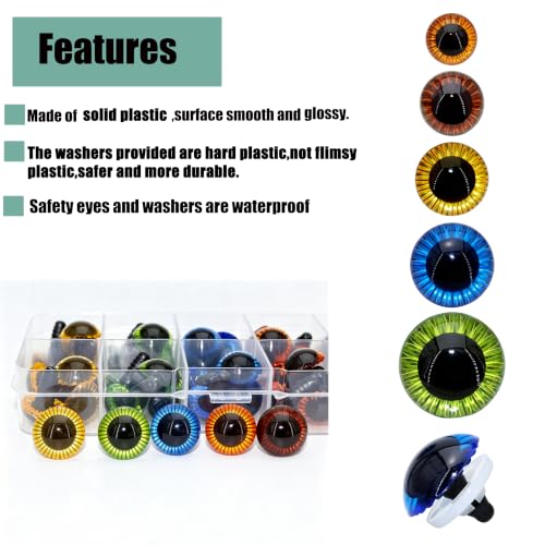ARTCXC 50pcs 5size 11-23mm Safety Eyes for Crocheting | 50pcs Eyes + 50pcs Washers,Premium Material, Flower Texture Designed, for DIY Amigurumi Decor - color: Colors mixed