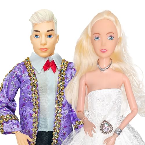 Fashion Dolls Set, Stylish Twin 12 Inch Doll Toy, Trendy Outfits for Fashionable Play, Perfect Good Gift - style: Wedding Dress